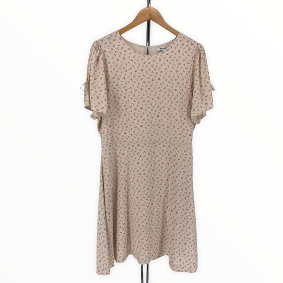 Madewell Tie-Sleeve Retro Dress in Dutch Dandelion Cream Micro Floral size 8 - Picture 3 of 15